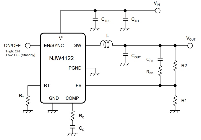 Application Circuit Diagram - Nisshinbo NJW4122 Synchronous Buck Converter